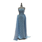 Luxury Blue Crystal Beaded Mermaid Dress With Overskirt LA73913