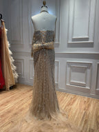 Luxury Nude Crystal Beaded Halter Mermaid Evening Dress LA73948