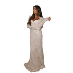 Luxury White Lace Long Sleeve Corset Mermaid Evening Dress LA73953