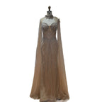 Luxury Nude Crystal Beaded Tassel Mermaid Evening Dress LA73908A