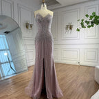 Arabic Luxury Beaded Mermaid Evening Dress With Detachable Tassels Cape CLA72891A