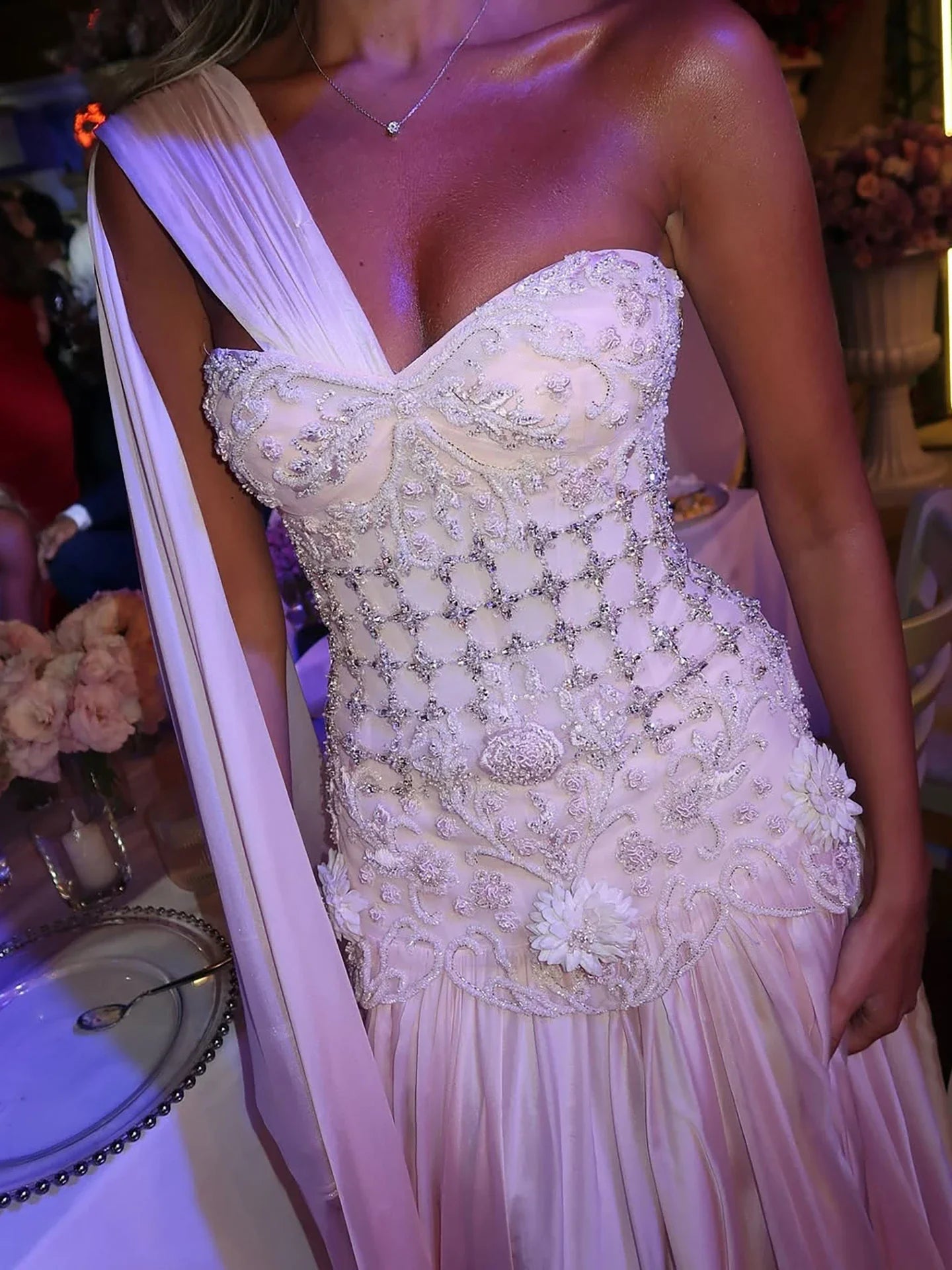 Arabic Pink Simple Style Chiffon Evening Dress CLA73451