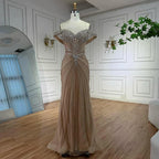 Arabic Luxury Beaded Off Shoulder Mermaid With Overskirt Evening Dress CLA73128