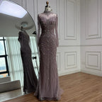 Luxury Nude Beaded Long Sleeves Modest Muslim Mermaid Evening Dress CLA73158