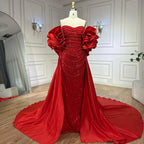 Arabic Luxury Pearls Strapless Mermaid With Cape Evening Dress CLA72585A
