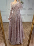 Arabic Turquoiise A-Line Flared Sleeves Simple Style Evening Dress CLA73177