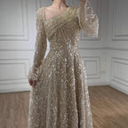 Arabic Turquoiise A-Line Flared Sleeves Simple Style Evening Dress CLA73177