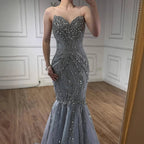 Arabic Luxury Beaded Mermaid Strapless Evening Dress CLA73124