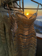 Kosovo Luxury Diamonds Full Beaded Mermaid Evening Dress Strapless Women Red Carpet Gown CLA73449