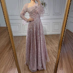 Arabic Turquoiise A-Line Flared Sleeves Simple Style Evening Dress CLA73177
