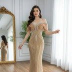 Arabic Luxury Beaded Off Shoulder Mermaid Evening Dress CLA73142A