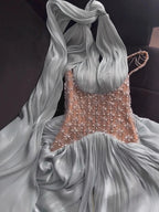 Turquoise Beaded A-Line Simple Style Evening Dress CLA73421