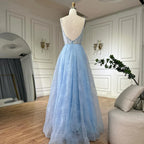 Sage Green A-Line Spaghetti Straps Simple Beaded Prom Dress CLA72636
