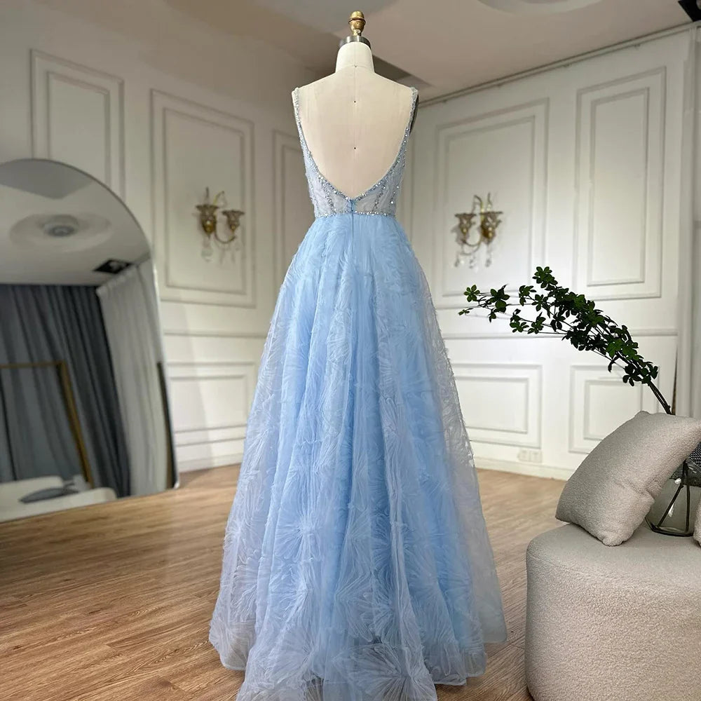 Sage Green A-Line Spaghetti Straps Simple Beaded Prom Dress CLA72636