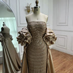 Luxury Arabic Dusty Rose Evening Dresses with Cape CLA72543