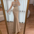 Arabic Two-Piece Luxury Beaded Mermaid Evening Dress With Detachable Top CLA73095