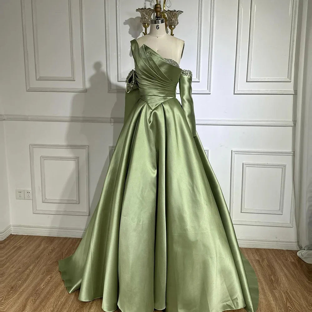 Arabic Satin Simple Style Ball Gown Evening Dress CLA72741