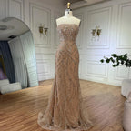 Luxury Nude Beaded Evening Dress with Cape Sleeves CLA72824