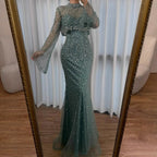 Arabic Two-Piece Luxury Beaded Mermaid Evening Dress With Detachable Top CLA73095