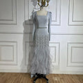 Arabic Simple Style Satin Ruffle Tiered Square Neck Mermaid Evening Dress Elegant For Women Wedding Party Gown CLA72317