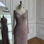 Luxury Muslim Nude Arabic Mermaid Beaded Evening Dress CLA73191