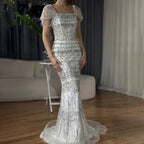 Dubai Mermaid Evening Dress Luxury Modest Arabic Party Gown CLA72714