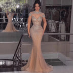 Arabic Luxury Beaded Mermaid Strapless With Detachable Cape Evening Dress CLA73087
