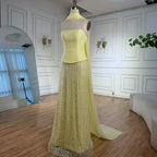 Simple Yellow Mermaid Evening Dress With Shawl CLA73007
