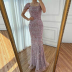 Dubai Mermaid Evening Dress Luxury Modest Arabic Party Gown CLA72714