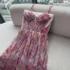 Arabic Chiffon Printed Floral Sleeveless A-Line Prom Dress CLA73149