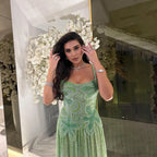 Kosovo Luxury Full Beaded A-Line Spaghetti Straps Evening Dress Women Occasion Party Gown CLA73332