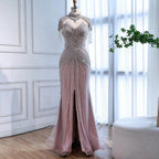 Arabic Luxury Beaded Mermaid Evening Dress With Detachable Tassels Cape CLA72891A