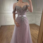 Arabic Luxury Beaded Off Shoulder Mermaid With Overskirt Evening Dress CLA73128