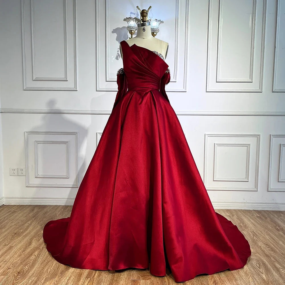 Arabic Satin Simple Style Ball Gown Evening Dress CLA72741