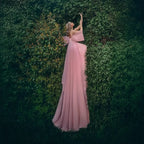 Luxury Beaded Pink Mermaid Evening Dress With Big Bow CLA73061