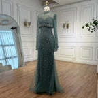 Arabic Two-Piece Luxury Beaded Mermaid Evening Dress With Detachable Top CLA73095