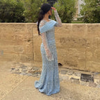 Dubai Mermaid Evening Dress Luxury Modest Arabic Party Gown CLA72714
