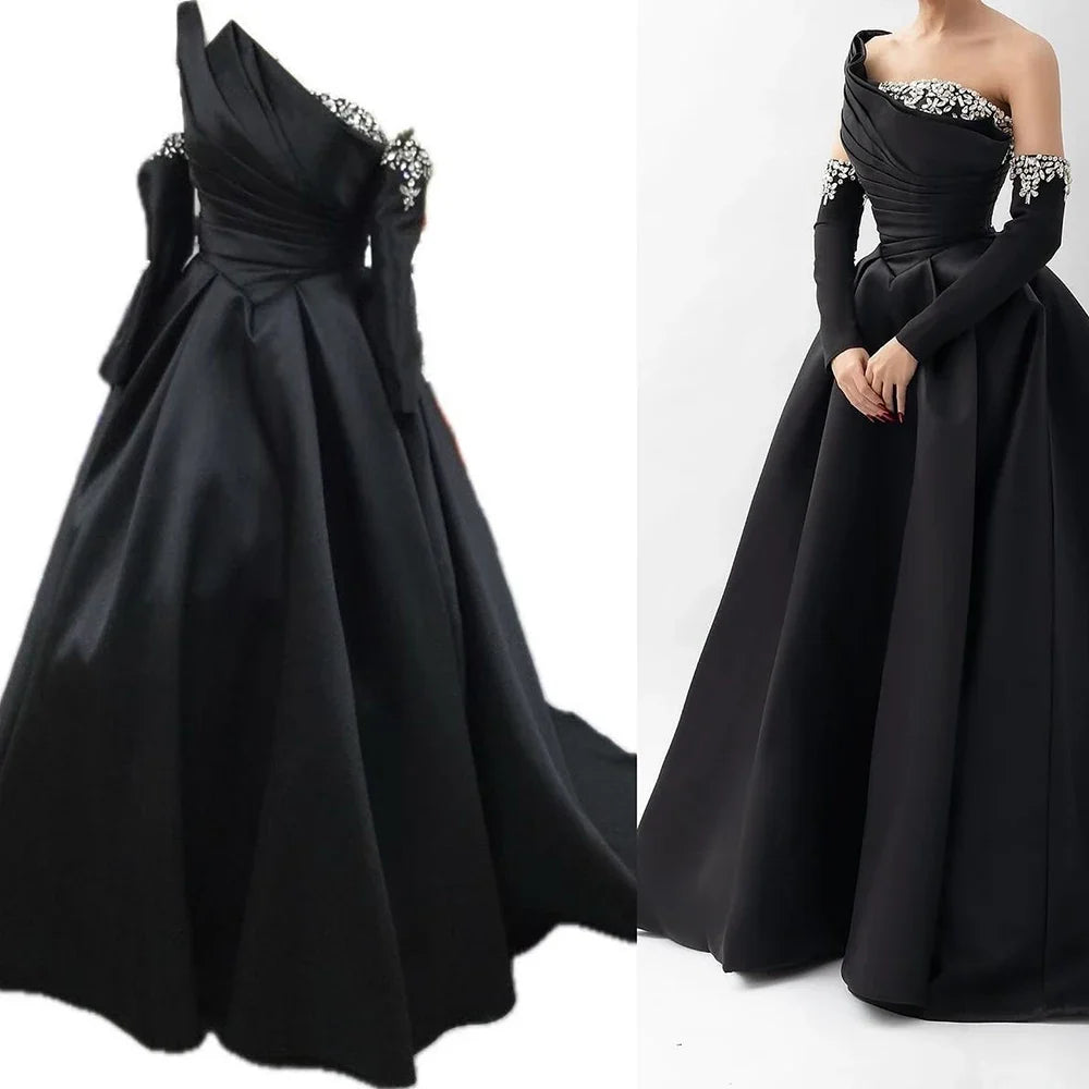 Arabic Satin Simple Style Ball Gown Evening Dress CLA72741