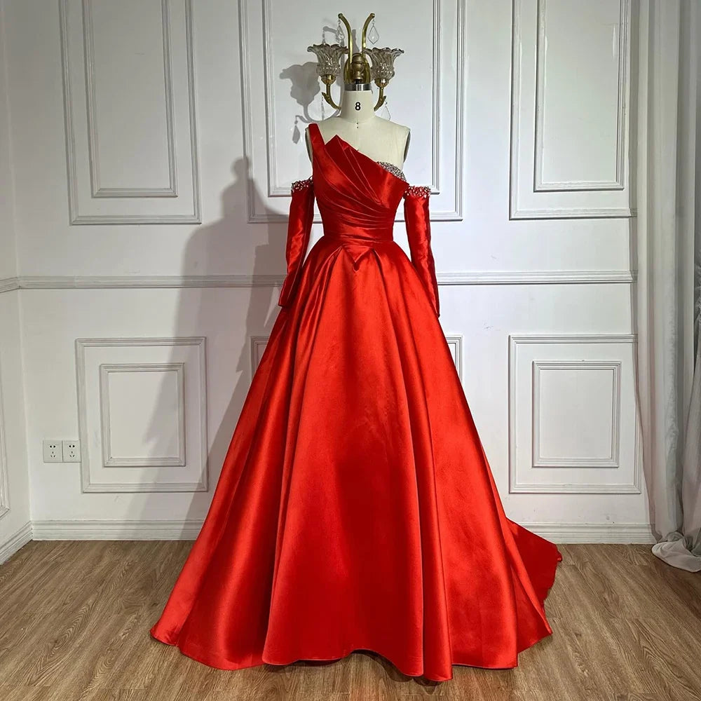 Arabic Satin Simple Style Ball Gown Evening Dress CLA72741