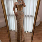 Kosovo Luxury Beaded Evening Dress With Gloves CLA72929