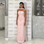 Arabic Simple Beaded Mermaid Strapless Evening Dress With Scarf Women Occasion Gown CLA73100