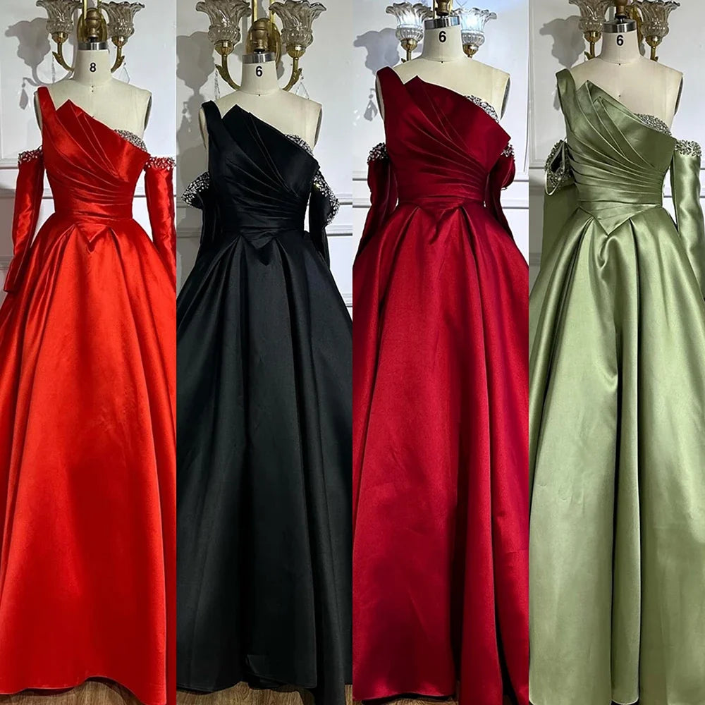 Arabic Satin Simple Style Ball Gown Evening Dress CLA72741