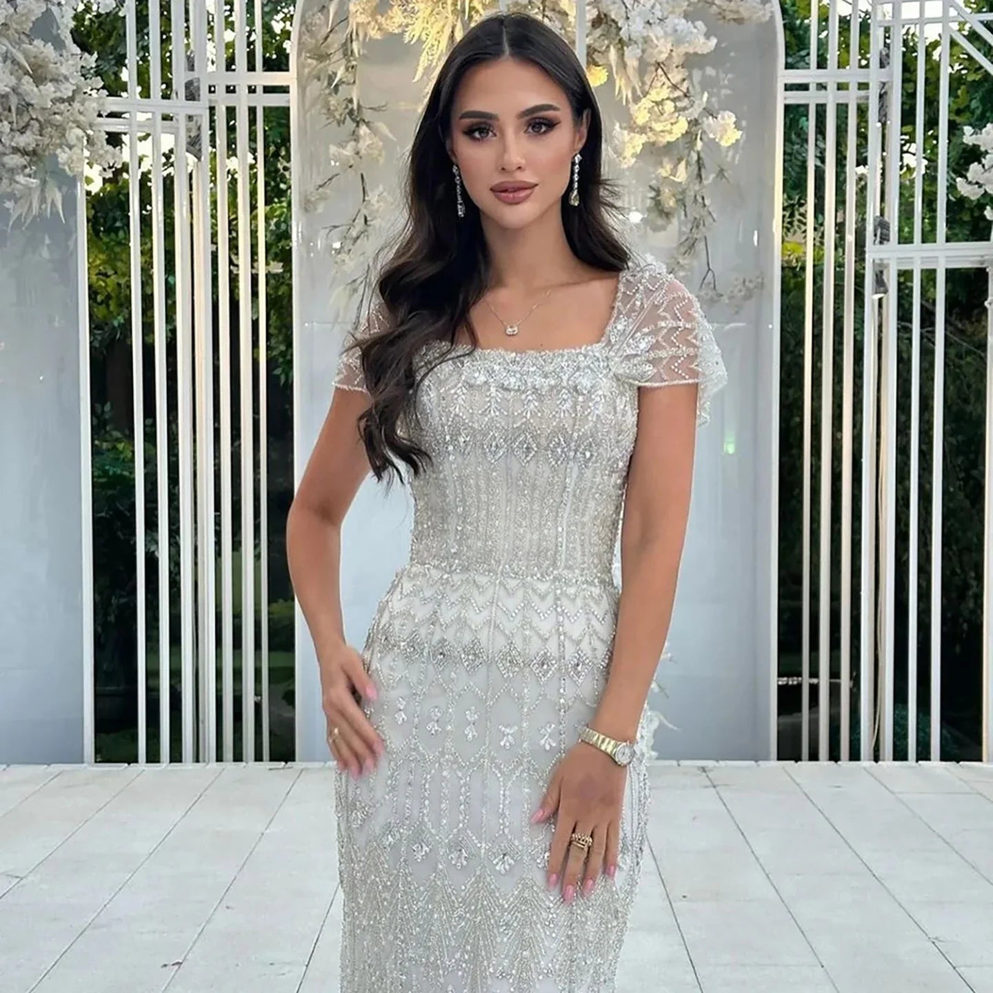 Dubai Mermaid Evening Dress Luxury Modest Arabic Party Gown CLA72714