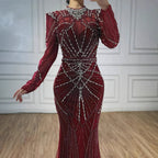 Modest Caramel High Collar Evening Dress For Women Wedding Party CLA73203