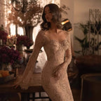 Arabic Lace Simple Style Long Sleeves Modest Mermaid Evening Dress CLA72545