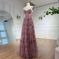 Arabic Chiffon Printed Floral Sleeveless A-Line Prom Dress CLA73149