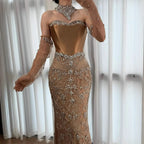 Kosovo Luxury Beaded Evening Dress With Gloves CLA72929