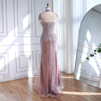 Arabic Luxury Beaded Mermaid Evening Dress With Detachable Tassels Cape CLA72891A