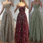 Luxury Sage Green Beaded A-Line Spaghetti Straps Evening Dress CLA72805