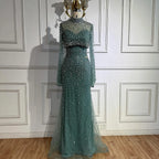 Arabic Two-Piece Luxury Beaded Mermaid Evening Dress With Detachable Top CLA73095